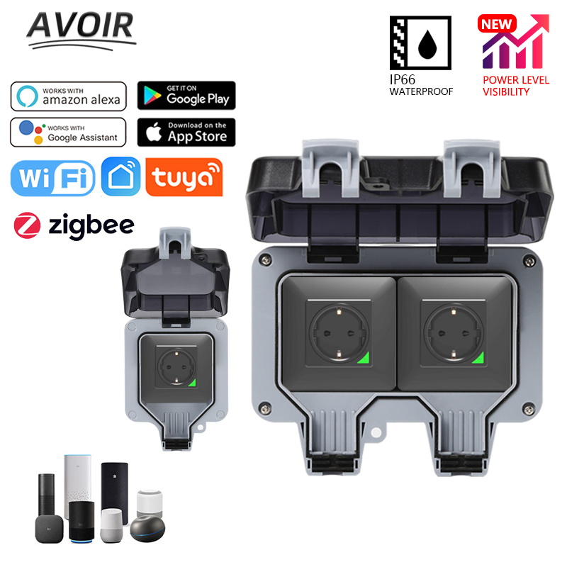 Outdoor Power Outlet With Remote Control - Avoir Tuya Zigbee Prese elettriche IP66
