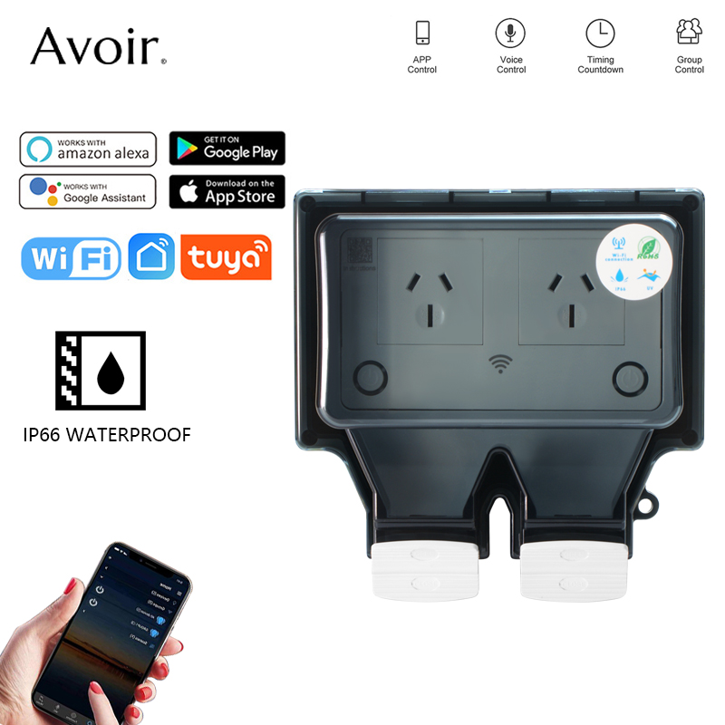 Outdoor Power Outlet With Remote Control - Avoir Tuya Wifi presa elettrica impermeabile